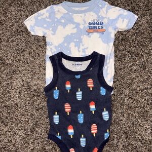 Garanimals Navy & Light Blue Tie-Dye One-Piece Bodysuit Set